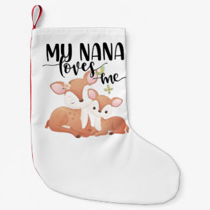 Meia De Natal Pequena Cerva e Corça Minha Nana Me Ama