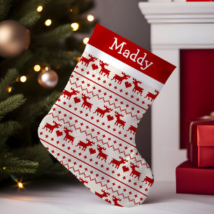Meia De Natal Pequena Cervo de Suéter Feio Monograma