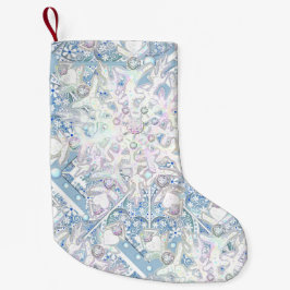 Meia De Natal Pequena Céu azul e floco de neve cerâmico