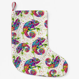 Meia De Natal Pequena Chameleon Paint mantém estilo aquarela