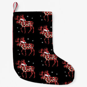 Meia De Natal Pequena Chapéu de Natal Vermelho Xadrez de Alce Natal Sant