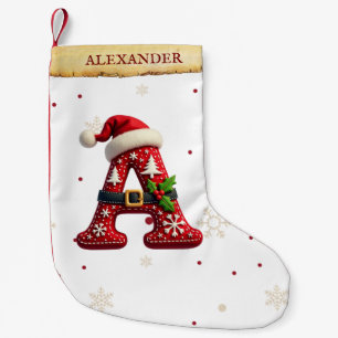 Meia De Natal Pequena Chapéu de Papai Noel Vermelho Letra de Natal Um No