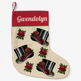 Meia De Natal Pequena Chapéus Steampunk com Rosas vermelhas Vintage Nata