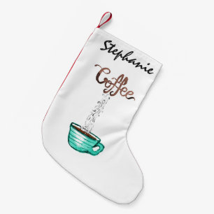 Meia De Natal Pequena Chávena de café húmido da aguarela bonito