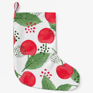 Meia De Natal Pequena Cherry Berries Vintage, Watercolor Seamless.