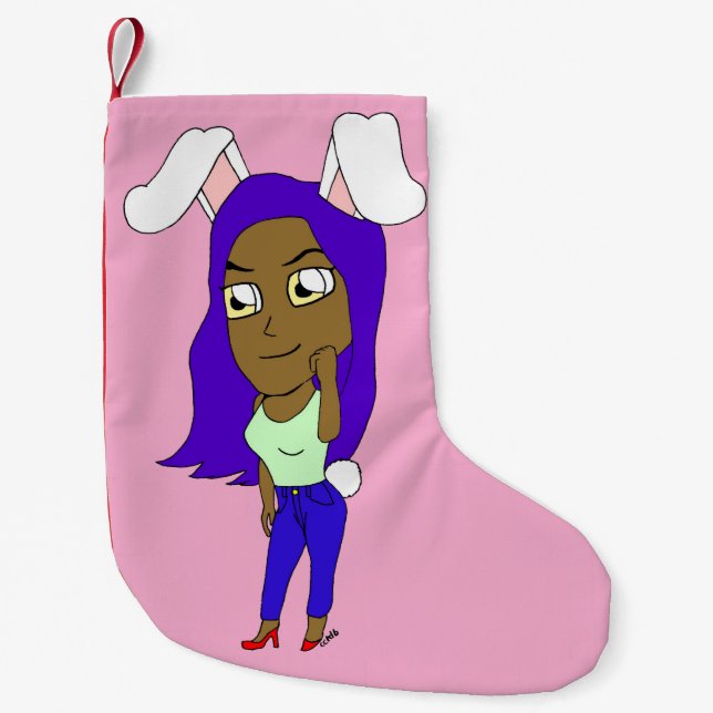 Meia De Natal Pequena Chibi Bunnygirl (Frente)