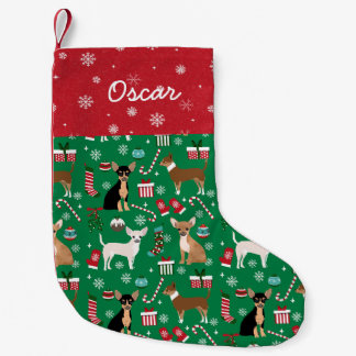 Meia De Natal Pequena Chihuahua dog mistura casacos com nome personaliza