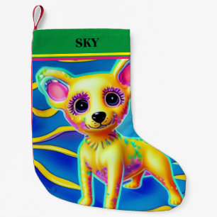 Meia De Natal Pequena ChIHUAHUA Natal com nome.