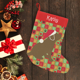 Meia De Natal Pequena Chocolate Quilado de Natal Labrador Puppy