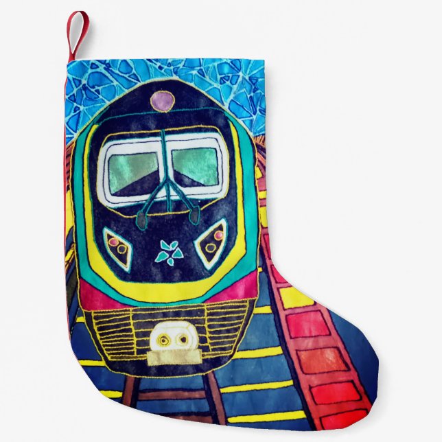 Meia De Natal Pequena Choo Choo (Frente)