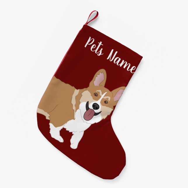 Meia De Natal Pequena Christmas Corgi (Frente (Pendurada))
