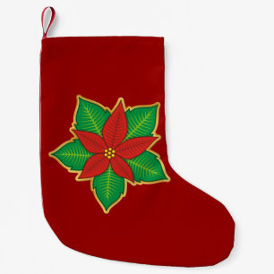 Meia De Natal Pequena Christmas Poinsettia