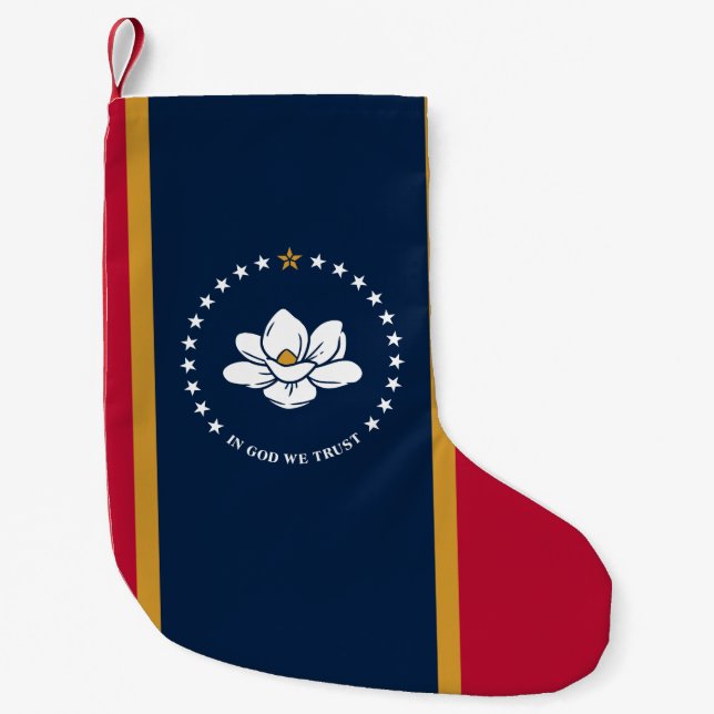 Meia De Natal Pequena Christmas Stockings with Flag of Mississippi (Frente)