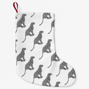 Meia De Natal Pequena Cinzas do leopardo e luz - silhueta cinzenta