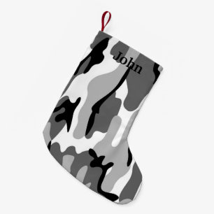 Meia De Natal Pequena Cinzas Personalizadas e Paragem de Natal de Camo N
