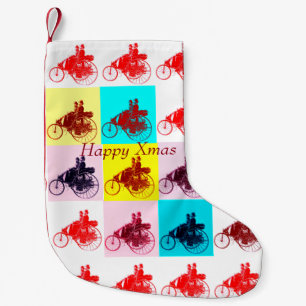 Meia De Natal Pequena CLÁSSICO, CARROS VINTAGE REUNINDO Xmas Felizes PO