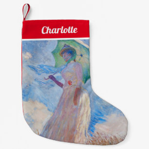 Meia De Natal Pequena Claude Monet - Mulher com Parasol virada para a es
