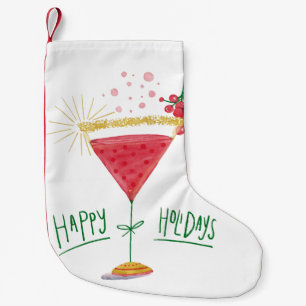 Meia De Natal Pequena cocktail de natal feliz