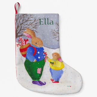 Meia De Natal Pequena Coelhinho Xmas com meia-cesta