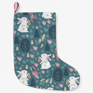 Meia De Natal Pequena Coelho bonito: impressão de vintage sem costura.