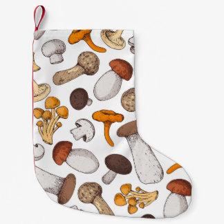 Meia De Natal Pequena Cogumelos desenhados à mão: fundo de comida.