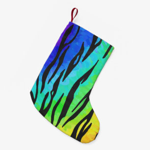 Meia De Natal Pequena Coisas do Tiger Black e Rainbow