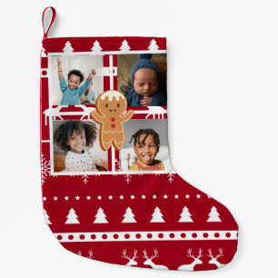 Meia De Natal Pequena Colagem de Fotos de Natal 4 Suéter de Biscoito de 