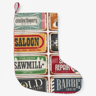 Meia De Natal Pequena Coleção de posters de compro Vintage. Estante retr