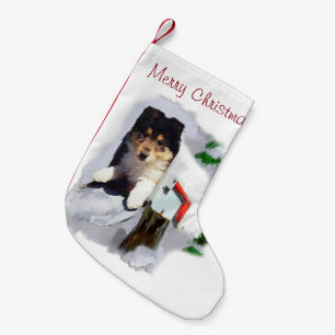 Meia De Natal Pequena Collie Puppy Christmas