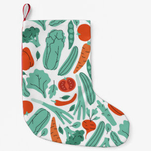 Meia De Natal Pequena Comida de Cartoons Bonitos: Padrão de Vegetais Vib
