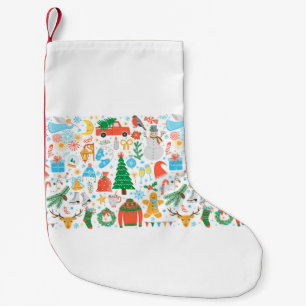 Meia De Natal Pequena Conjunto de ícones Natal, Ano Novo. Dias feriados