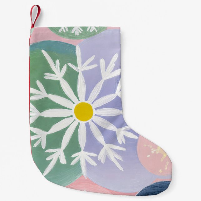 Meia De Natal Pequena Constelações de Flocos de Neve (Frente)