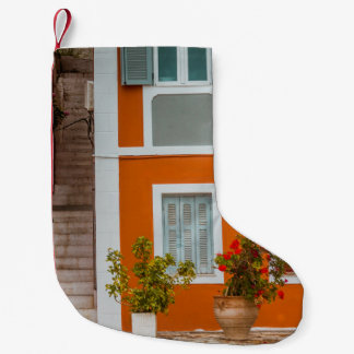 MEIA DE NATAL PEQUENA CONSTRUÇÃO DE CONCRETOS DE LARANJA BRANCA E CINZA