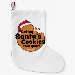 Meia De Natal Pequena Cookies Yolo Hashtag de Natal de Papais noeis