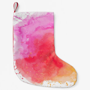 Meia De Natal Pequena Cor da água, cor de rosa, cor de laranja, turva