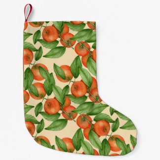 Meia De Natal Pequena Cor d'água da tangerina, padrão de fruta sem costu
