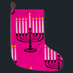 Meia De Natal Pequena cor-de-rosa menorah hanukkah purificador impressão<br><div class="desc">"menorah hanukkah rosa quente",  "hanukkah rosa",  "menorah rosa rosa",  "hanukkah menorah",  menorah,  "feliz hanukkah",  canukah,  hannukah,  Hanukkah,  "feriados judeus"</div>