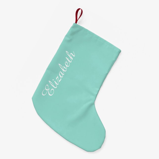 Meia De Natal Pequena Cor Sólida de Ovo de Robin (Frente (Pendurada))