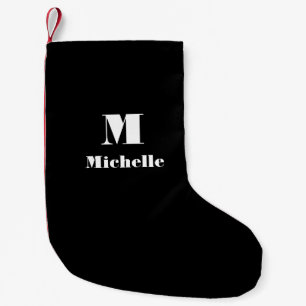 Meia De Natal Pequena Cor Sólido Inicial do Nome Personalizado