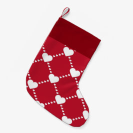 Meia De Natal Pequena Corações brancos bonitos