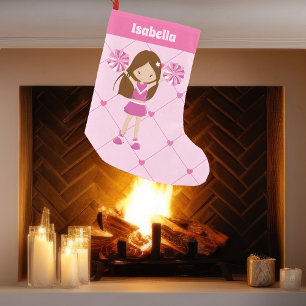Meia De Natal Pequena Corações Cor-de-Rosa Cheerleader Bonito Personal