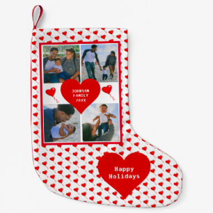 Meia De Natal Pequena Corações Vermelhos Personalizados da Família de Co