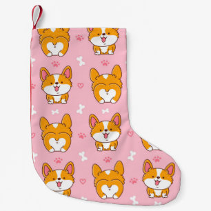 Meia De Natal Pequena Corgão de corgi feliz e bonito, padrão perfeito