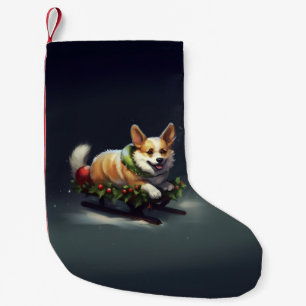 Meia De Natal Pequena Corgi Natal neve inverno