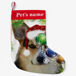 Meia De Natal Pequena Corgi Tricolor do Natal