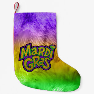 Meia De Natal Pequena Coroa tema Mardi Gras festivo SlipperyJoe's reinf