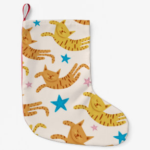 Meia De Natal Pequena Corpo sem costura de gatos bonitos com estrelas de