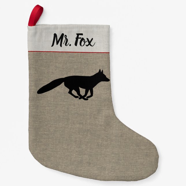 Meia De Natal Pequena Correndo Fox Silhouette Wildlife Lover Personaliza (Frente)