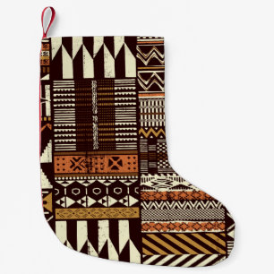 Meia De Natal Pequena Correspondência de tecido ao estilo africano trib