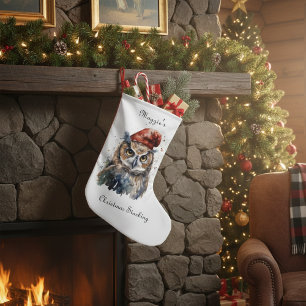 Meia De Natal Pequena Coruja de Inverno Encantada, personalizado